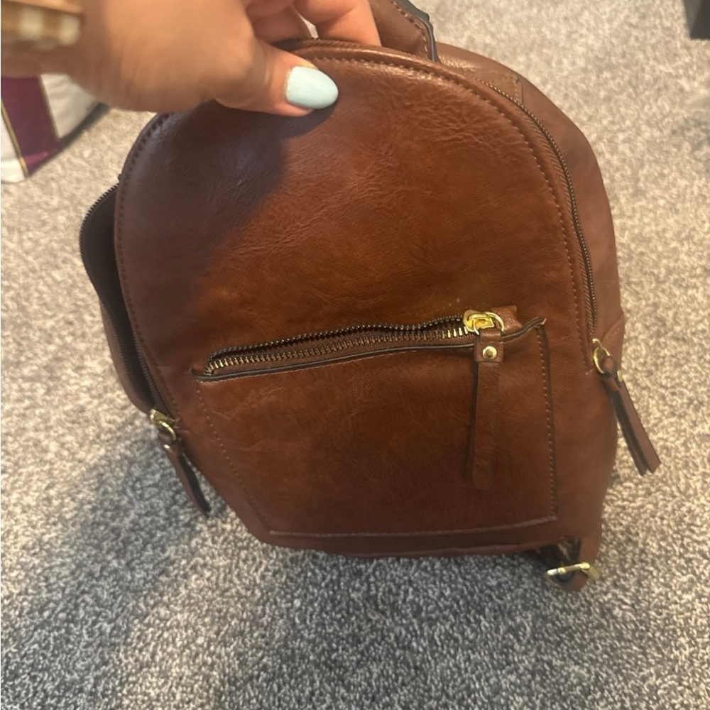 Brown Leather Backpack - Picture 3 of 3